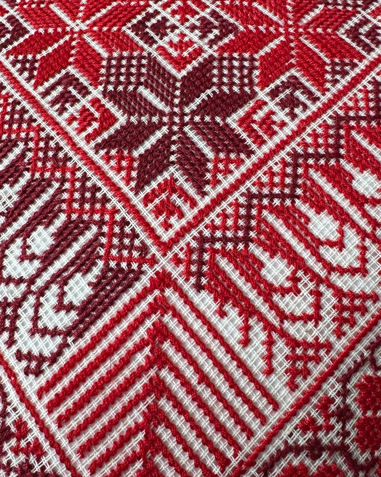 Handmade Tatreez Cushion Cover - All Red | Palestinian Embroidery (16"x16")