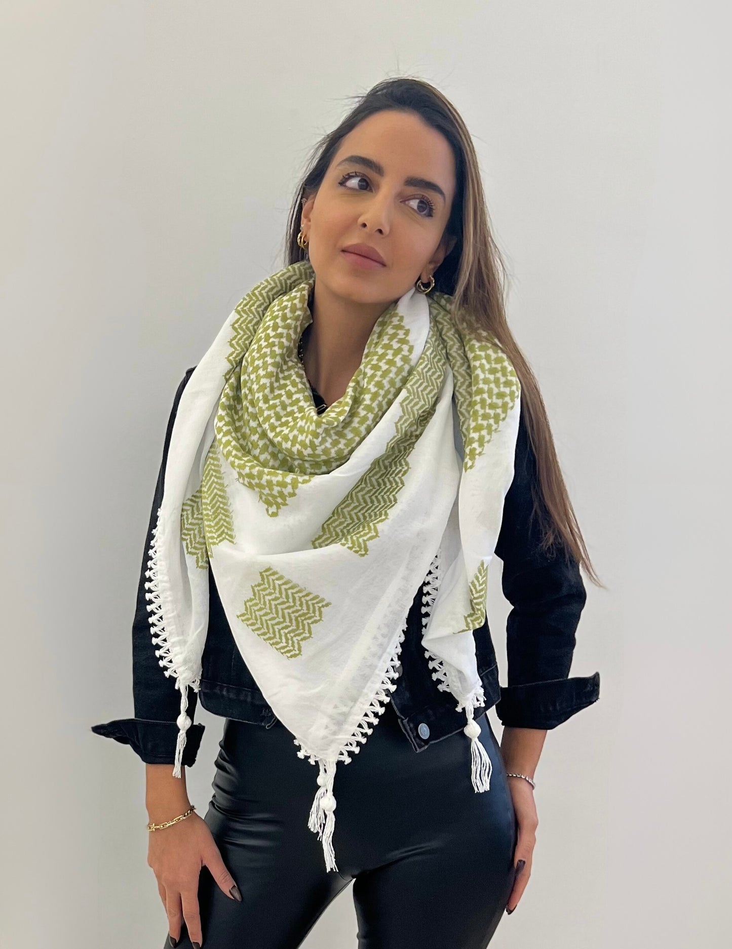 Bold Olive Kufiya (Keffiyeh) | Made in Jordan