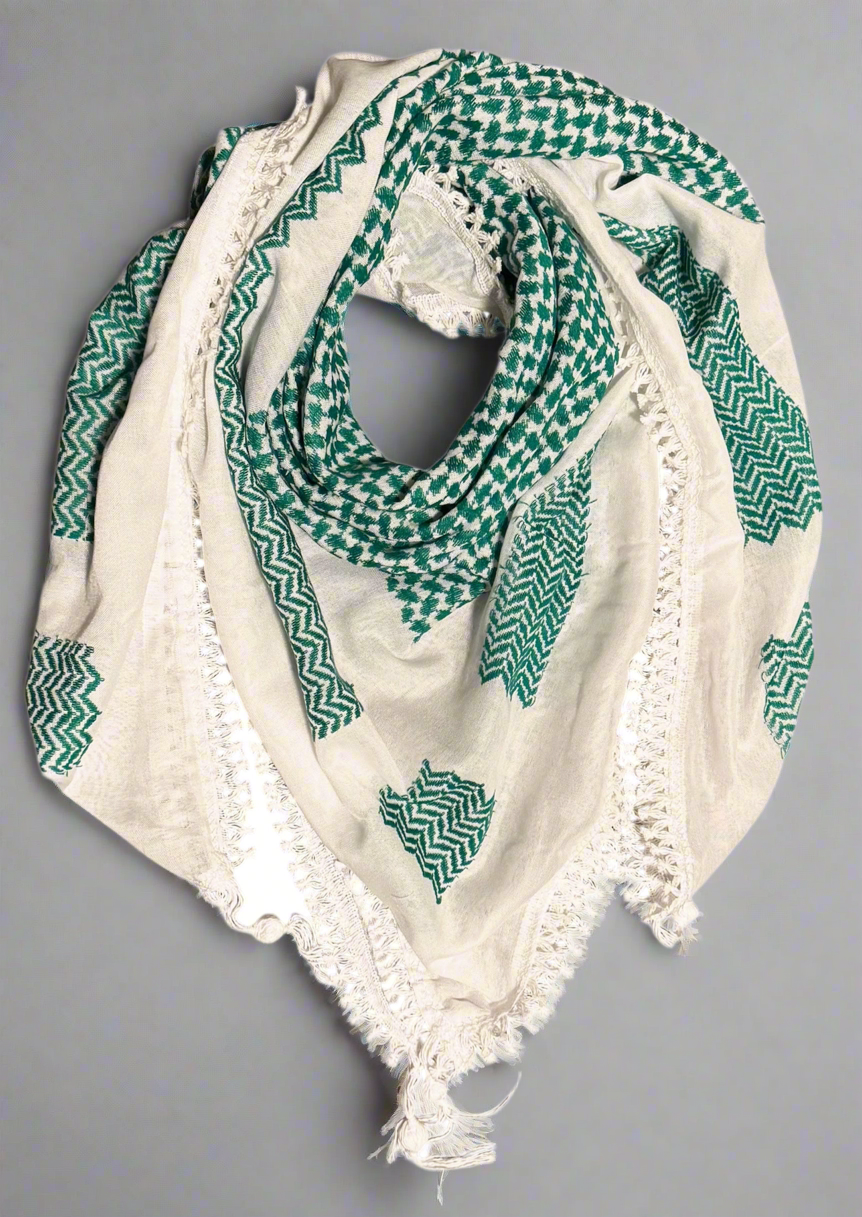 The Bold Kufiya (Keffiyeh) | Striking Green, Vivid Pink, Inversed Black - Made in Jordan