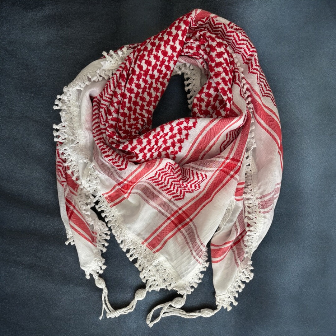 Classic Kufiyyah High Quality – Heritage Weave with Optional Hand-Fringed Detail - Made in Jordan by Palestinian Artisans