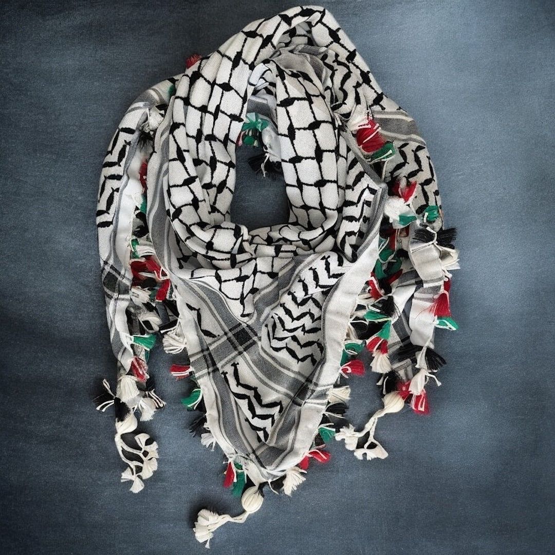Classic Kufiyyah High Quality – Heritage Weave with Optional Hand-Fringed Detail - Made in Jordan by Palestinian Artisans