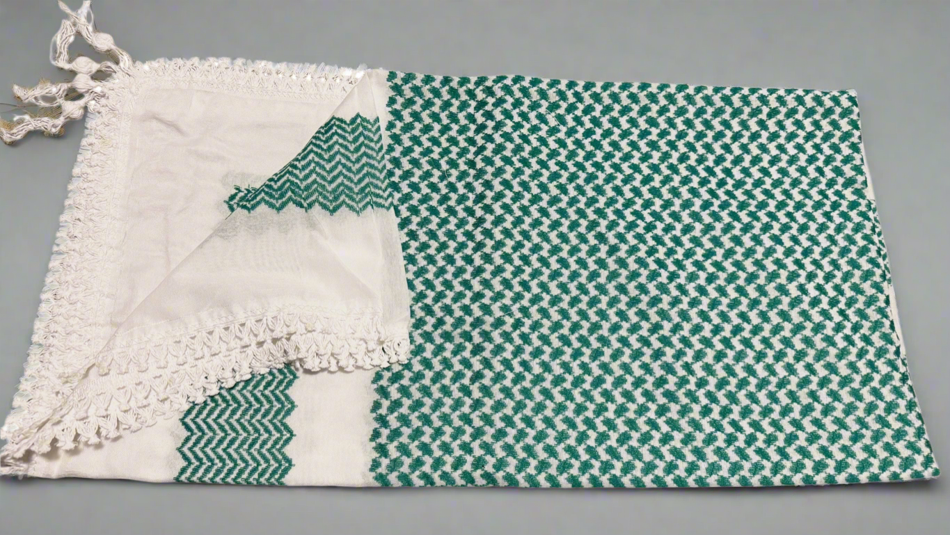 The Bold Kufiya (Keffiyeh) | Striking Green, Vivid Pink, Inversed Black - Made in Jordan