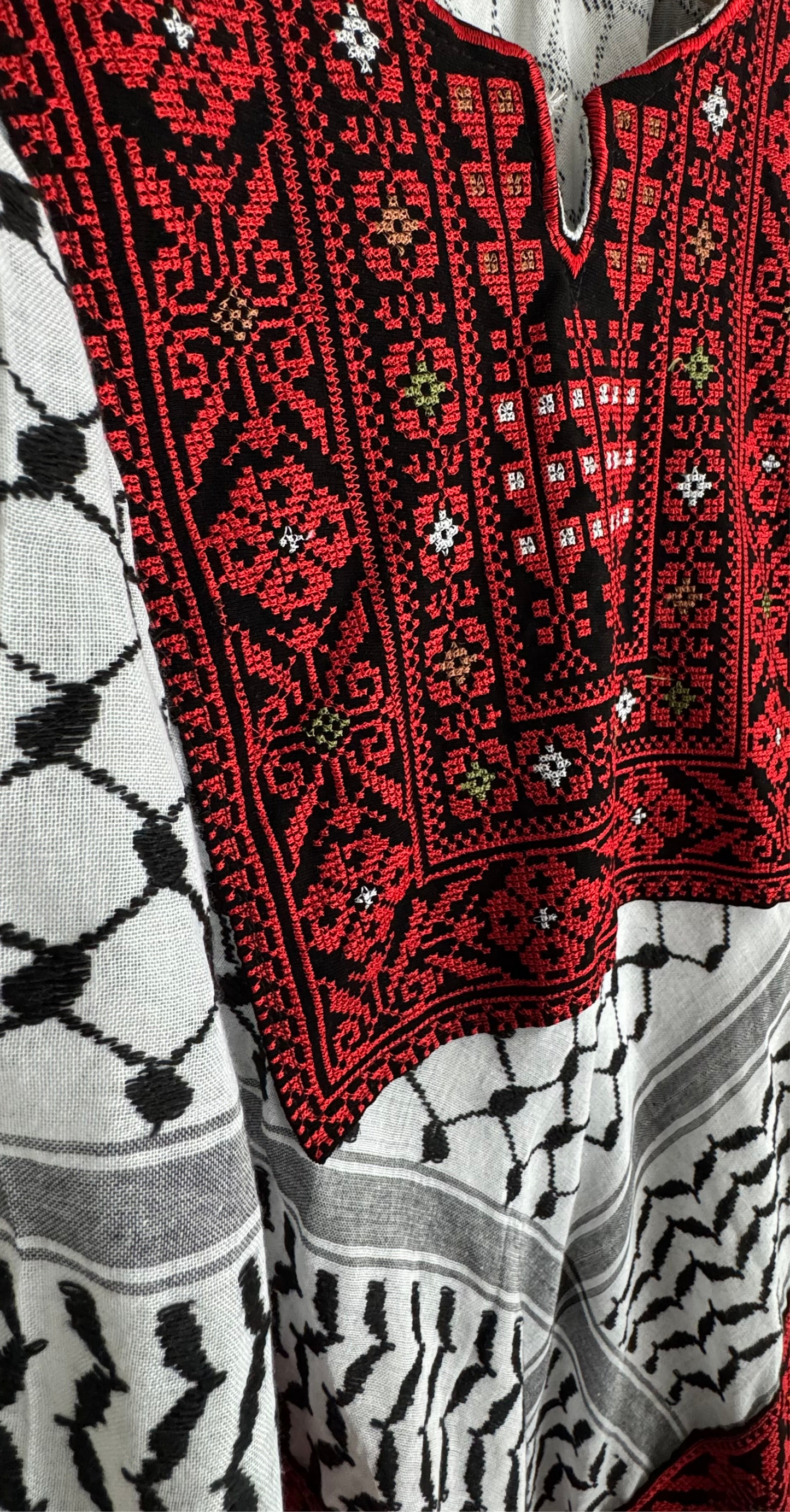 Poncho of Palestine | Classic Kufiya (Keffiyeh)- Tatreez β Made in Jordan
