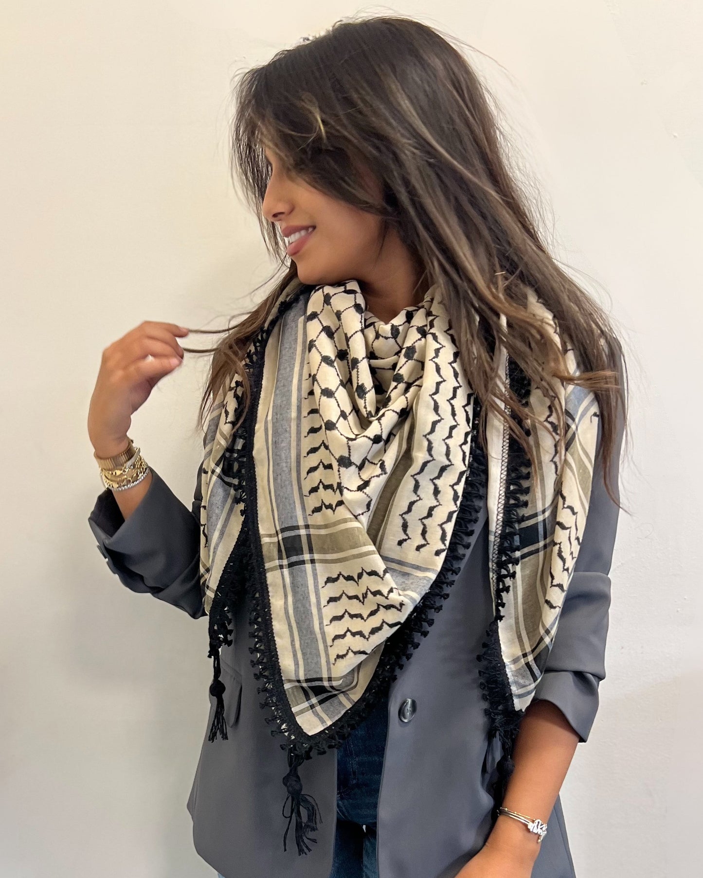 Echoes β Earthy Beige Kufiya (Keffiyeh) | Made in Jordan