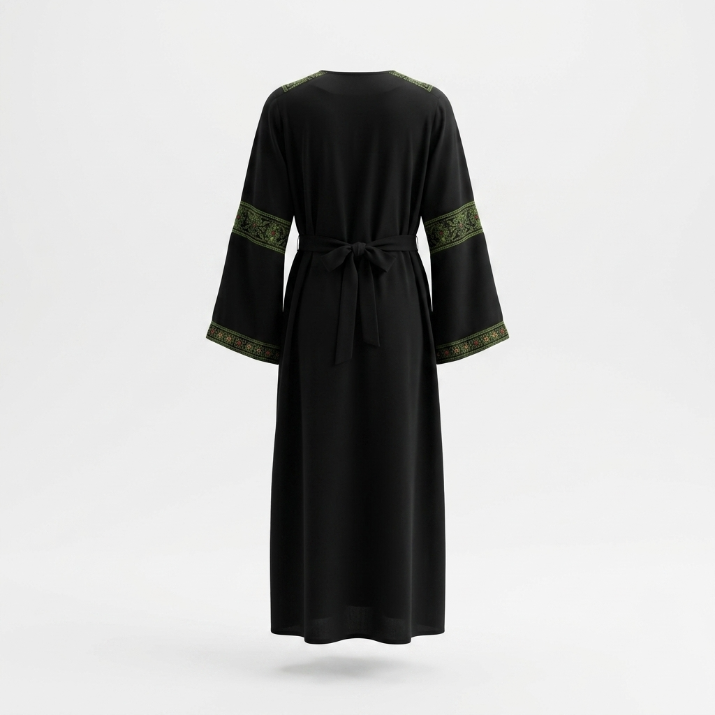 Tatreez Thobe – Black with Green
