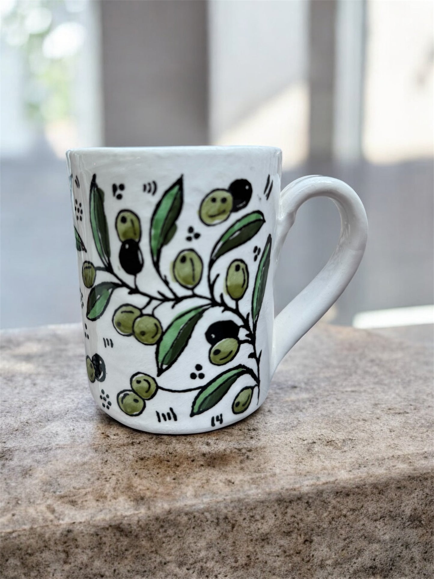 Handmade Ceramic Mug - Olive Branch | Made in Palestine