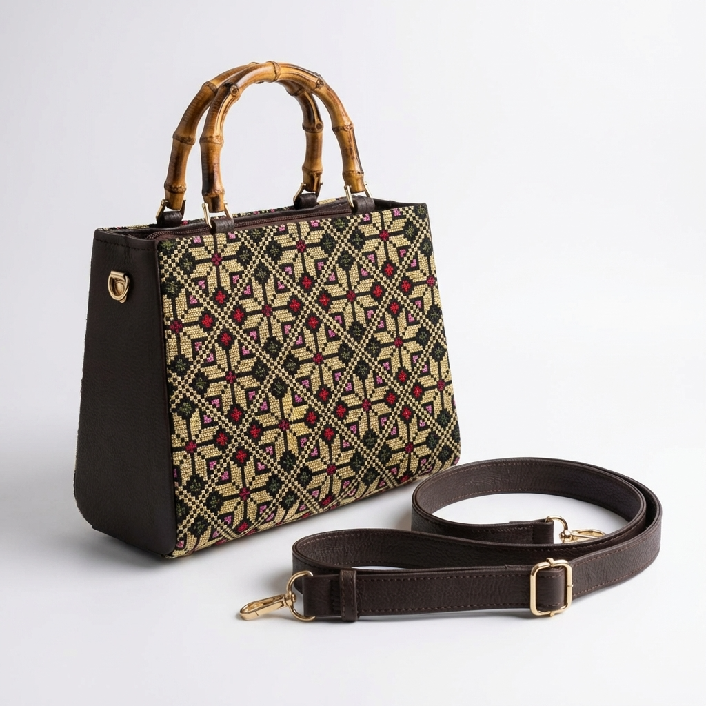 Handmade Tatreez Top-Handle Bag | Convertible Crossbody