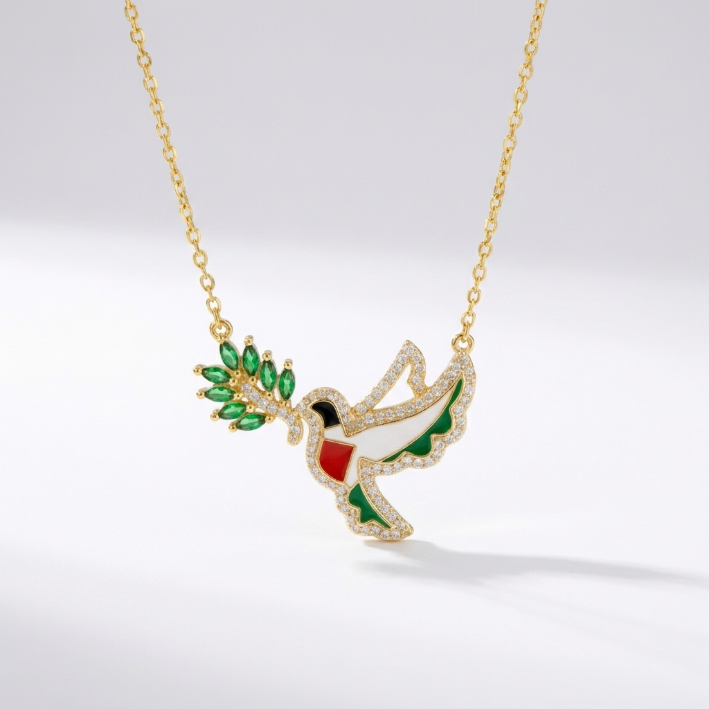 Dove & Olive Branch Necklace – 925 Sterling Silver | 18K Gold Plated Option