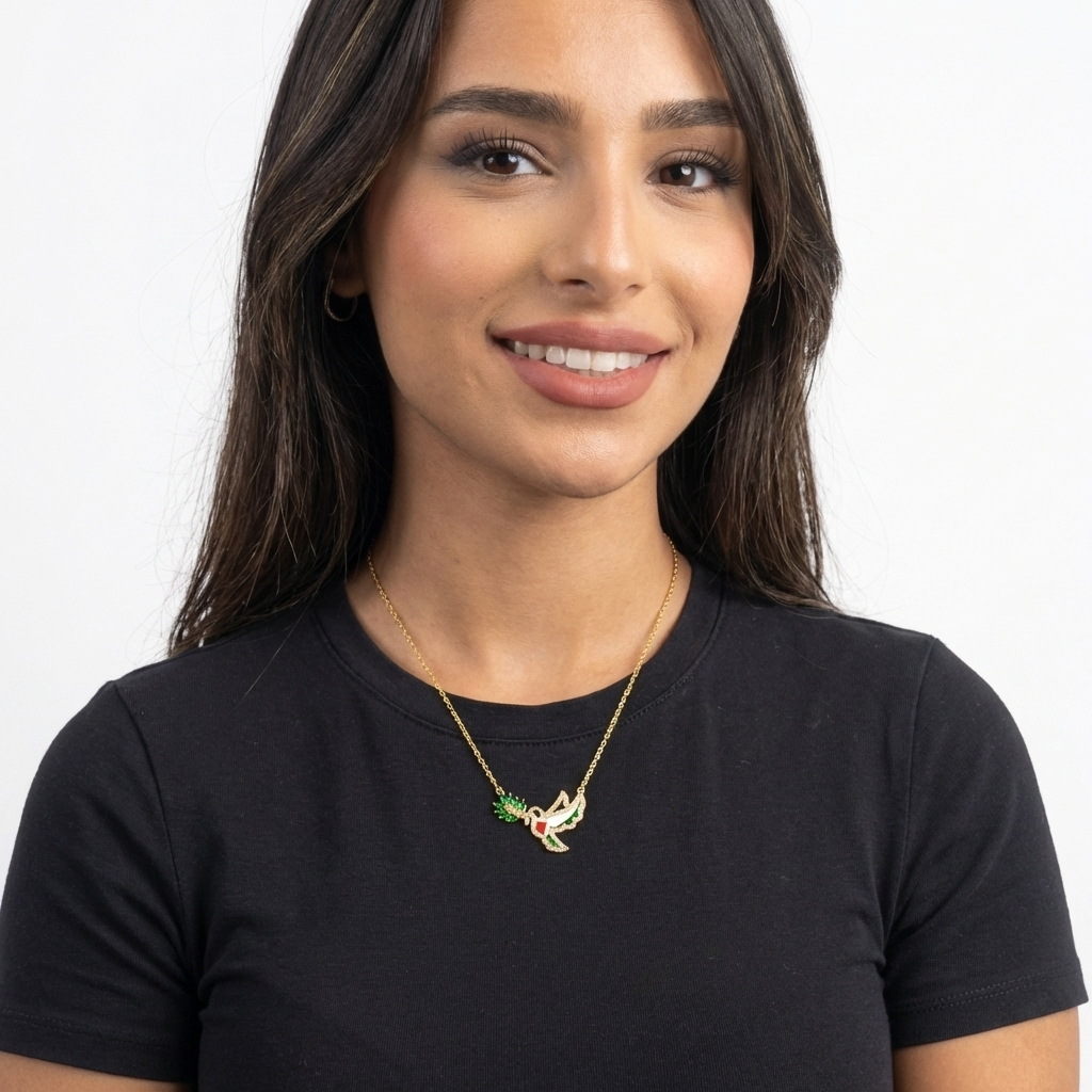 Dove & Olive Branch Necklace – 925 Sterling Silver | 18K Gold Plated Option