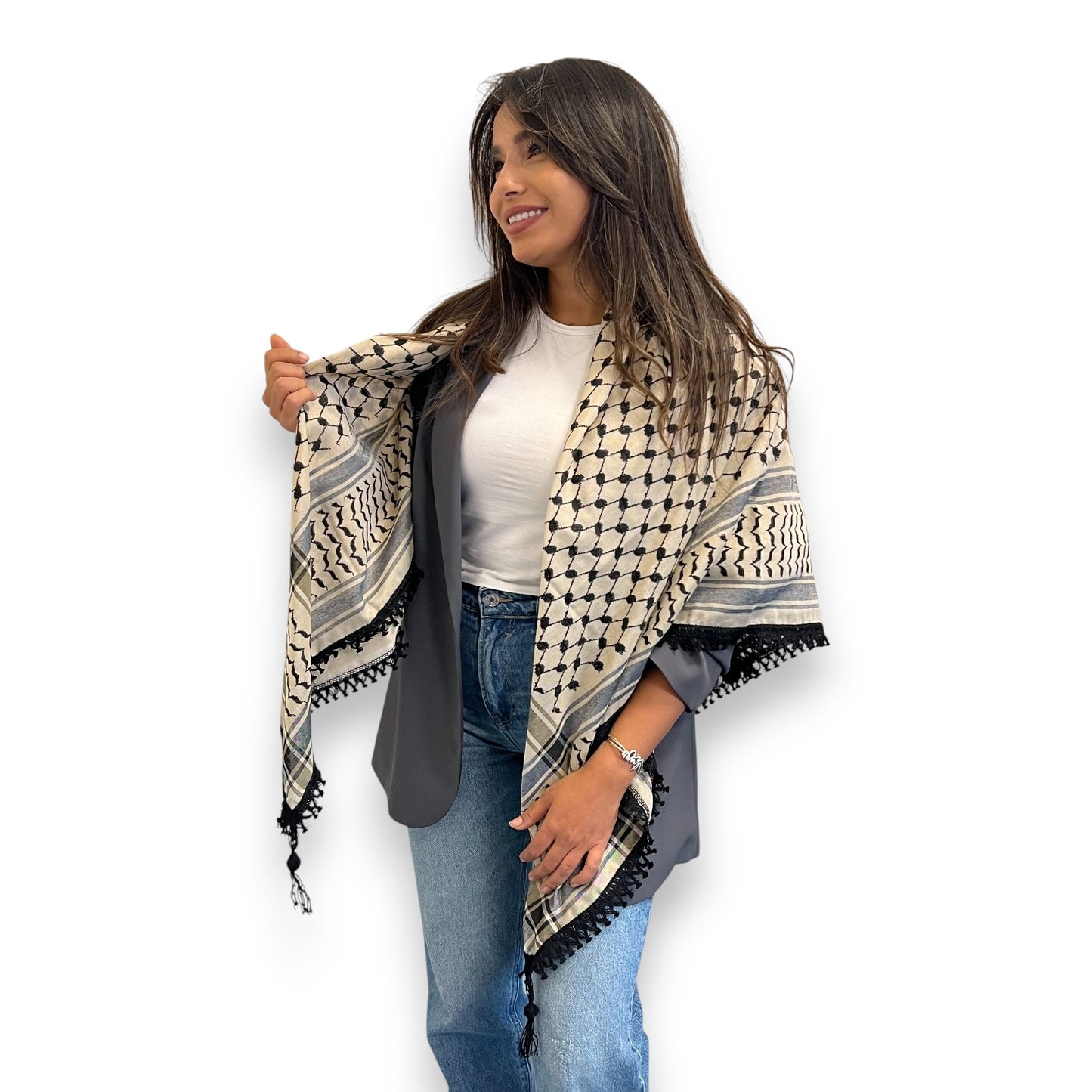 Echoes β Earthy Beige Kufiya (Keffiyeh) | Made in Jordan