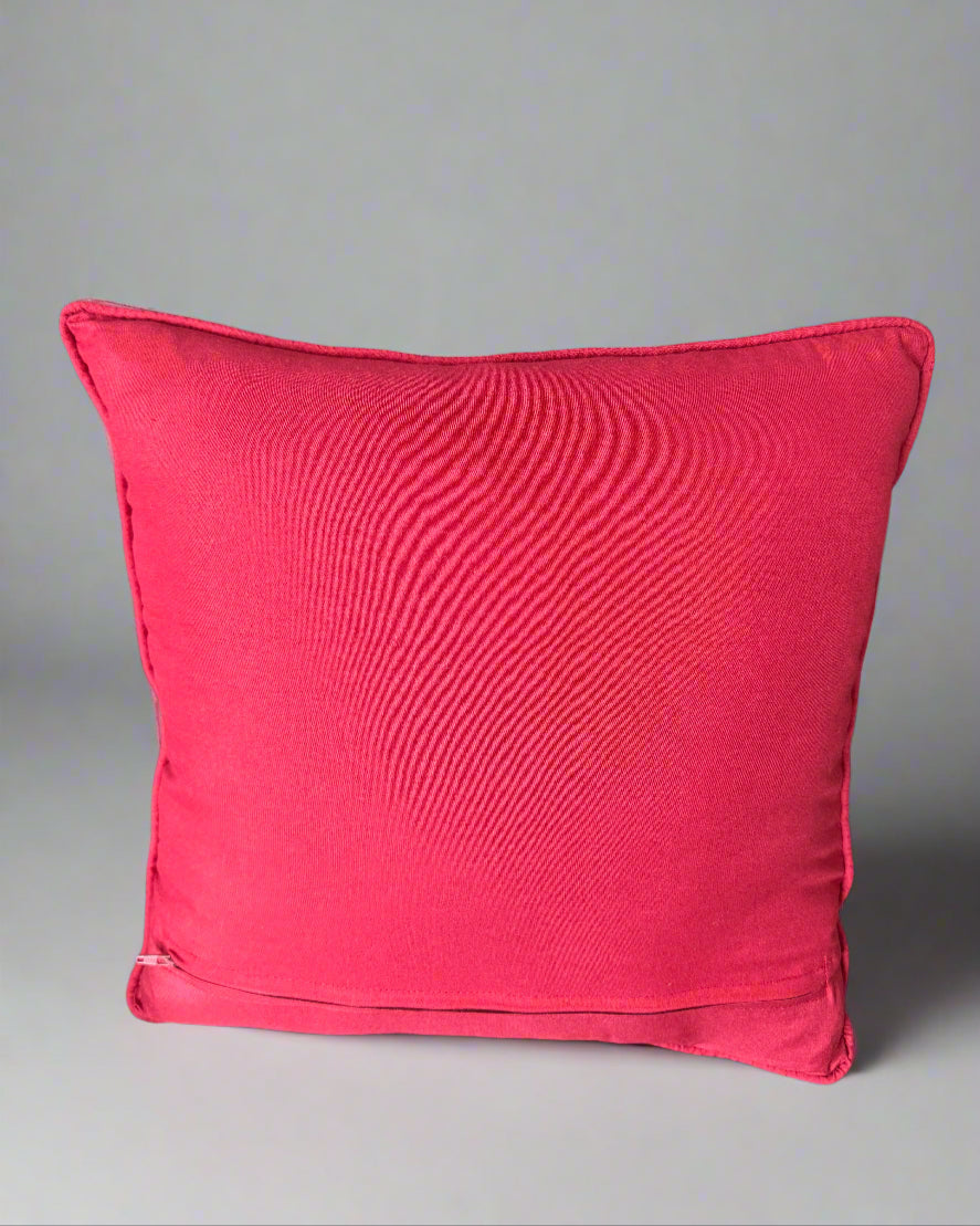 Handmade Tatreez Cushion Cover – Red with Yellow & Green Flowers | Palestinian Embroidery (16"x16")