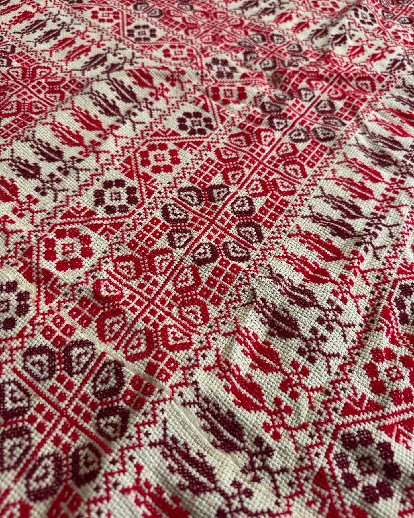 Ward Hand-Stitched Shawl - Red Ivory