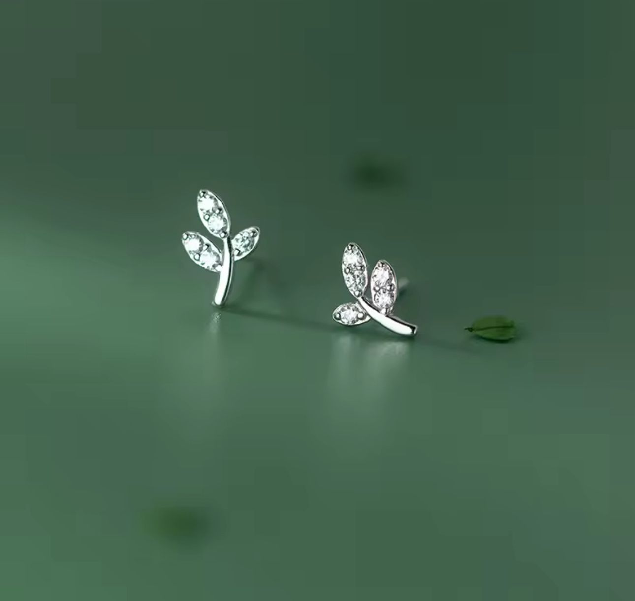 Olive Branch Earrings | Crystal Pavé - 14k Gold Plated Sterling Silver