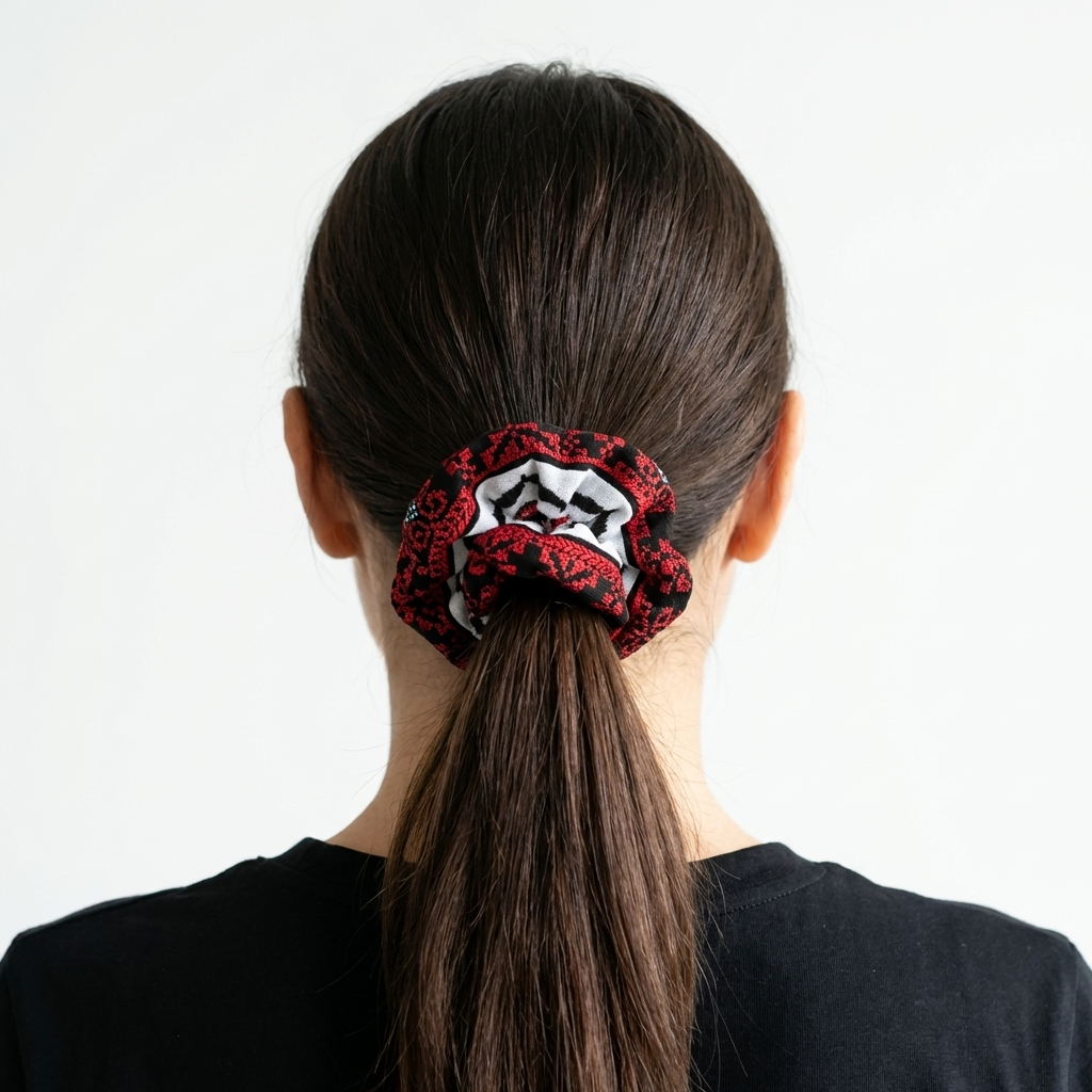 Classic Kufiya Scrunchie - Red Tatreez