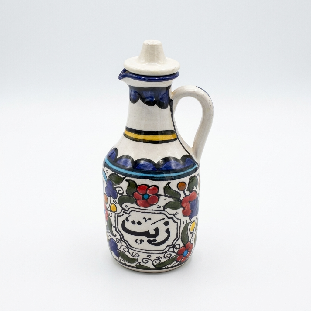Ceramic Olive Oil Jug – Hand-Painted in Palestine