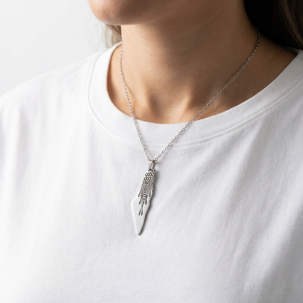 Palestine Map Kufiya Necklace