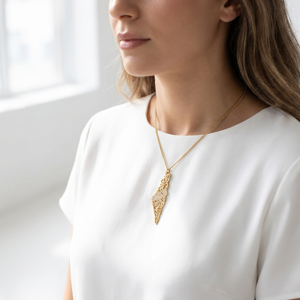 Palestine Map “It Is Still Called Palestine” | Mahmoud Darwish Calligraphy Necklace