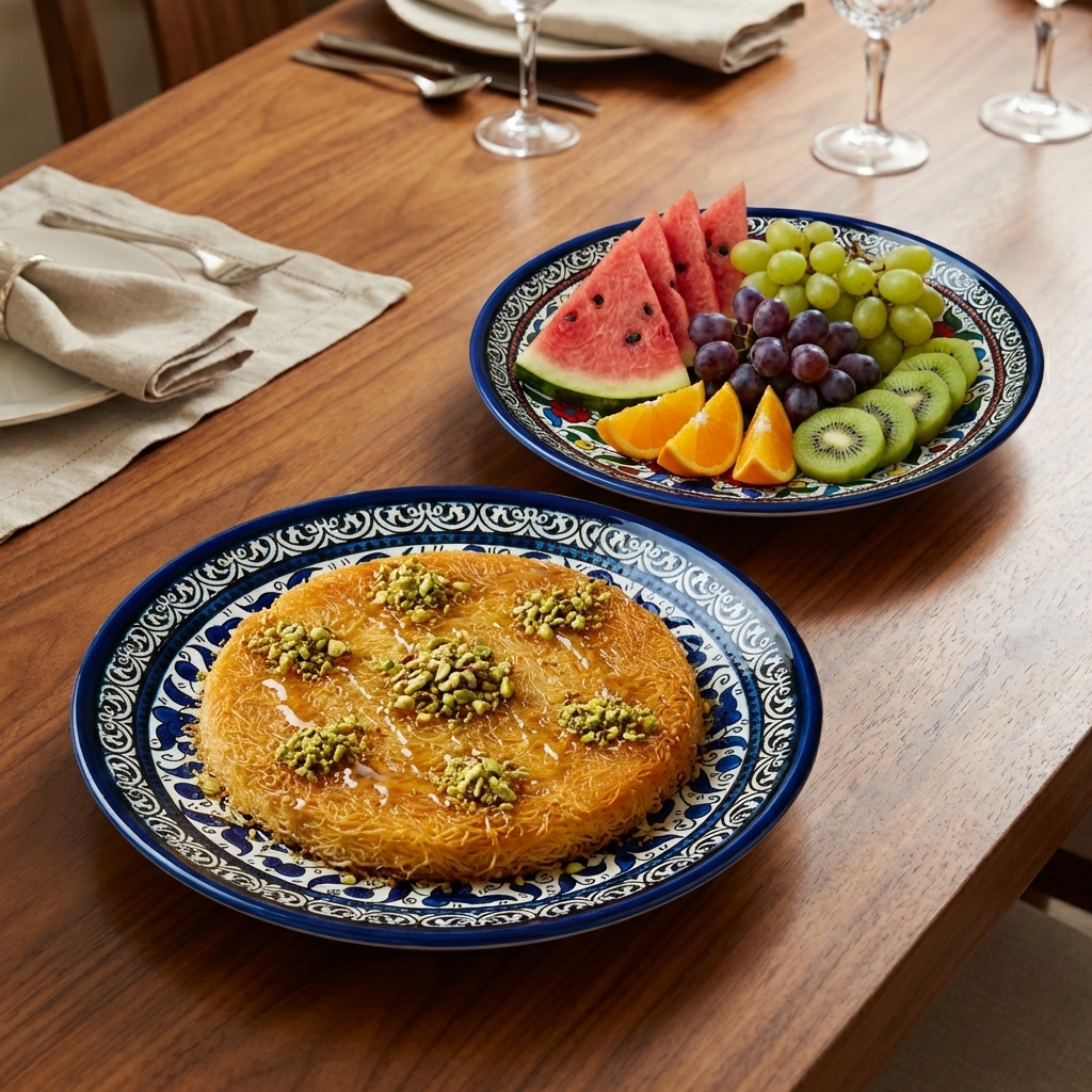 Floral Round Serving Palestinian Ceramic Hebron Lifestyle