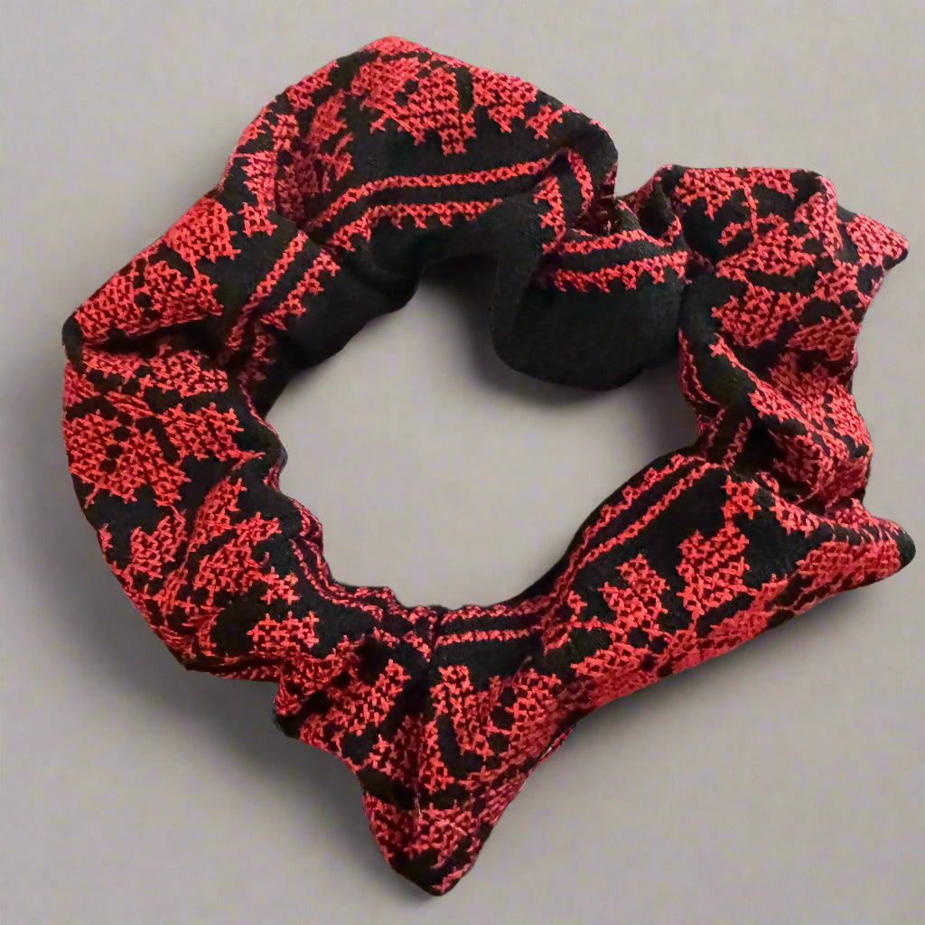 Tatreez Scrunchies - Red | Palestinian Hair Ties