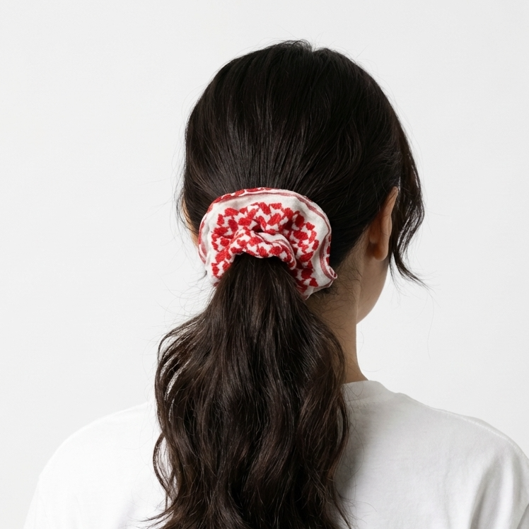 Shemagh Scrunchie - Red & White