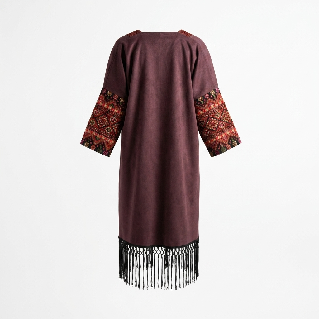 Velvet Tatreez Bisht – Maroon