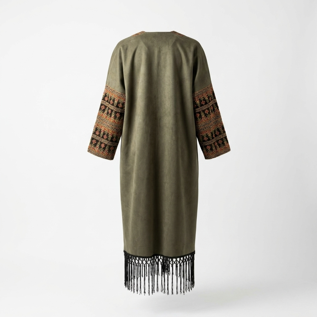Velvet Tatreez Bisht – Olive