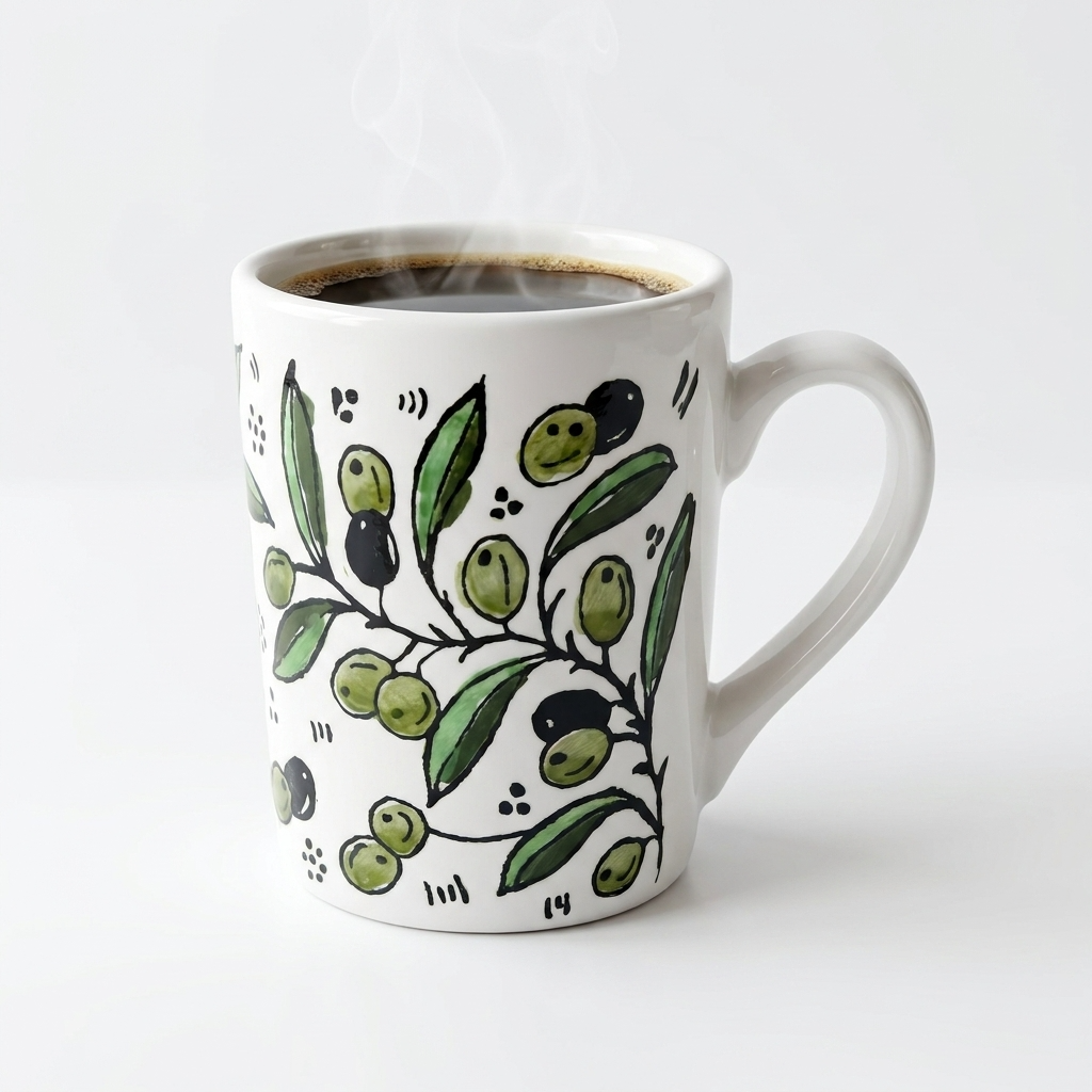 Title Zaytoun Ceramic Mug – Hand-Painted