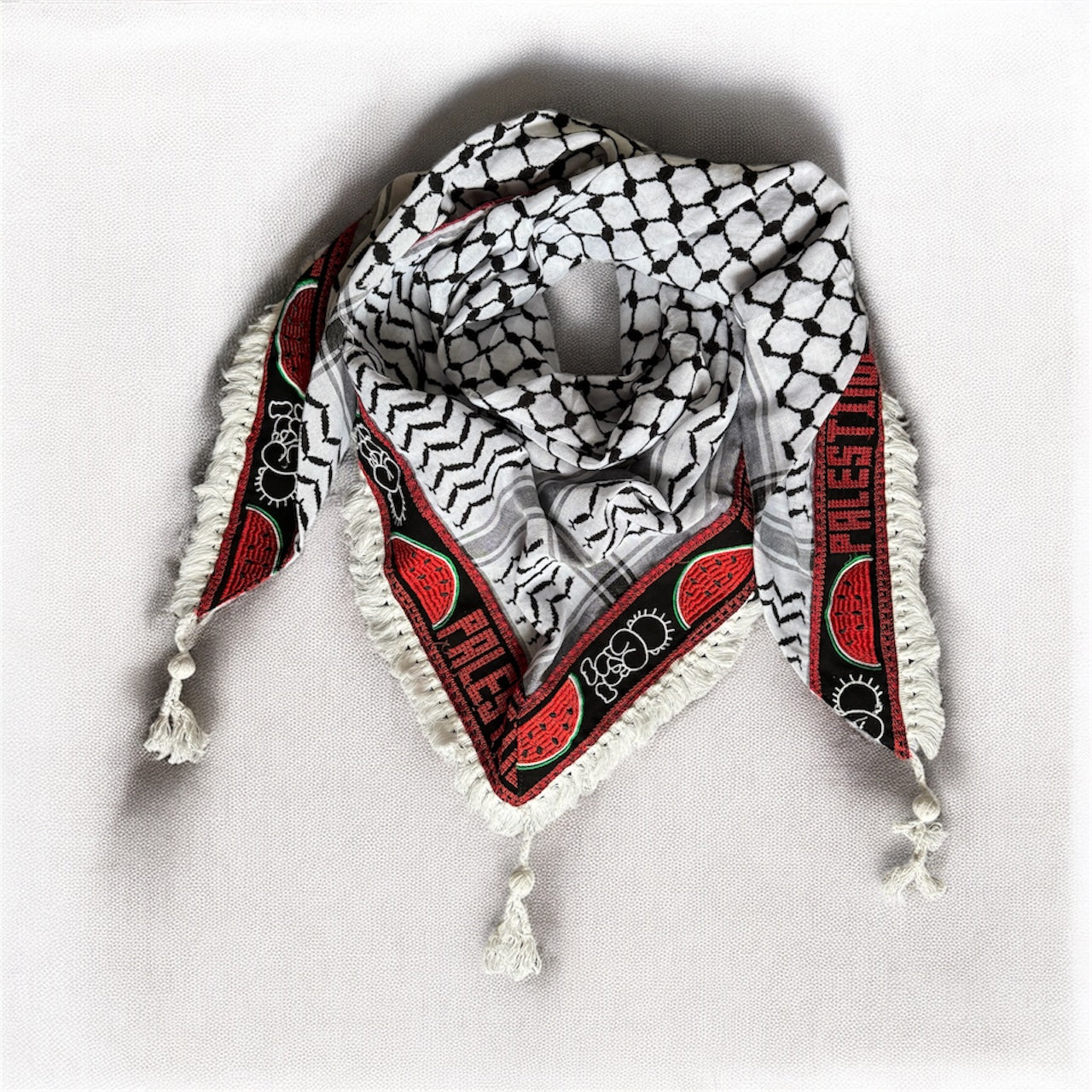 Watermelon Handala Kufiya (Keffiyeh) | Triangle Shawl