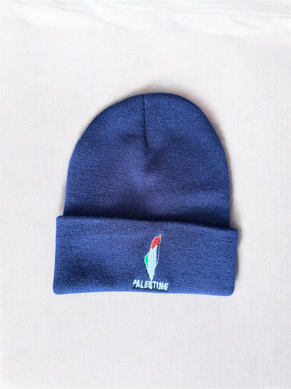PALESTINE Embroidered Beanie | Map & Flag – “PALESTINE”