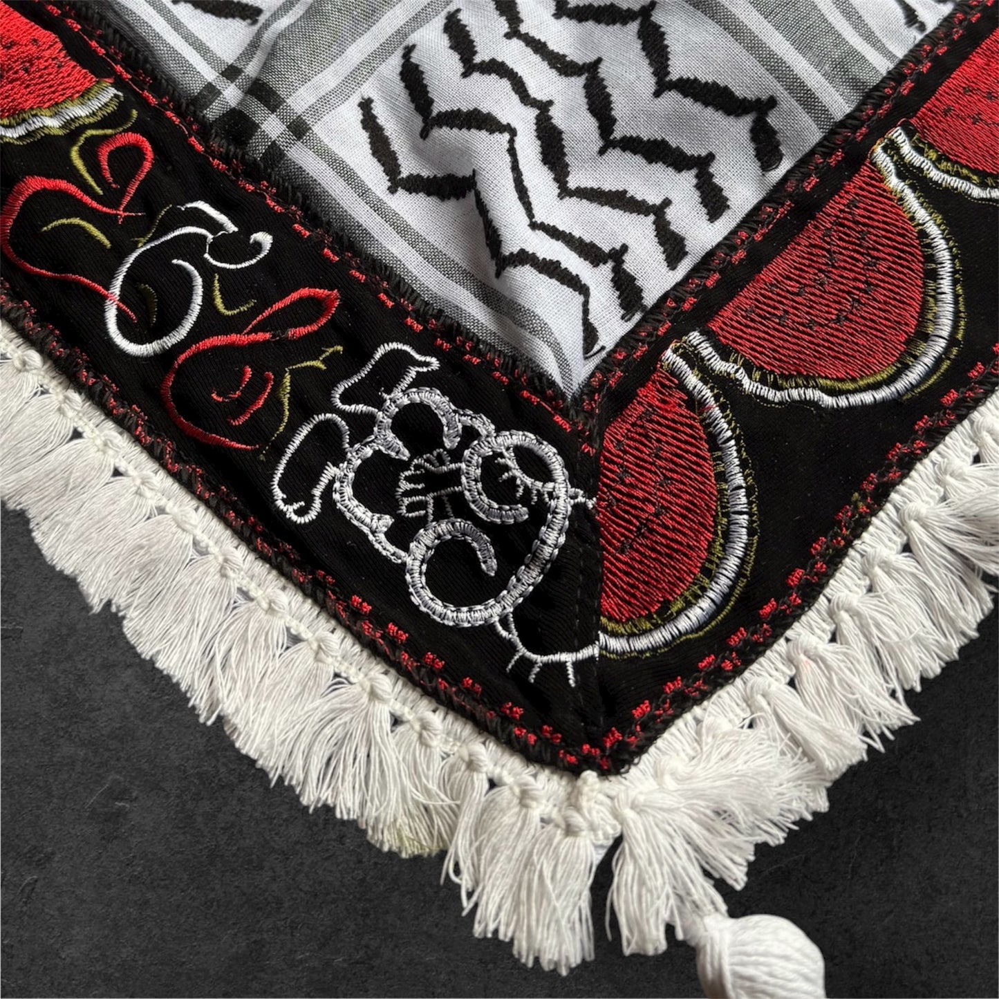 Watermelon Handala Kufiya (Keffiyeh) | Triangle Shawl