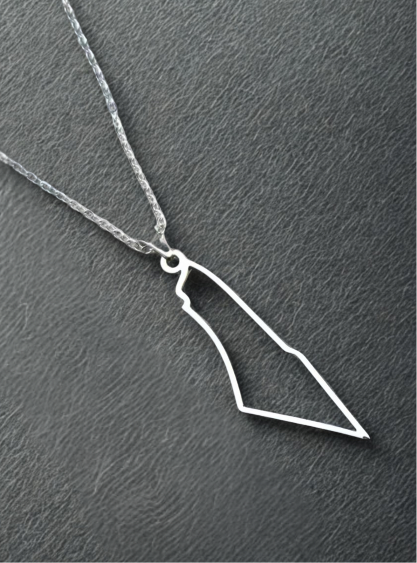 Palestine Map Necklace | Outline Design – Sterling Silver & 18k Gold Plated