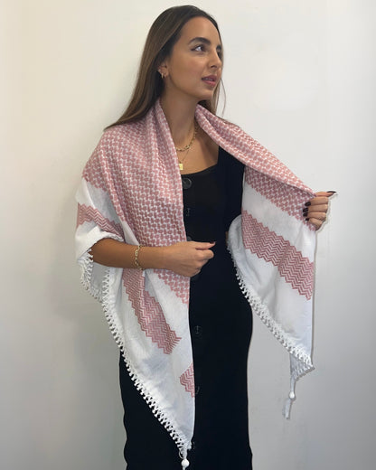Bold Dusty Rose Kufiya (Keffiyeh) | Limited Edition - Made in Jordan