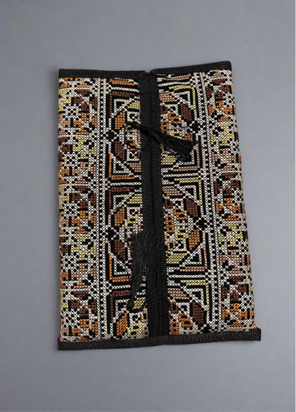 Tatreez Tissue Box | Red, Gold & Teal – Handcrafted Fabric Cover Made in Jordan