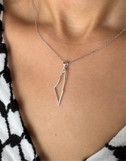 Palestine Map Necklace | Outline Design – Sterling Silver & 18k Gold Plated - Palestine Jewelry