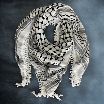 Lightweight Classic Kufiya (Keffiyeh) | Black & White, Red & White, Flag Tassels – Made in Jordan