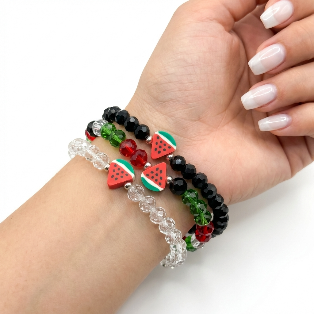 Watermelon Charm Beaded Bracelet