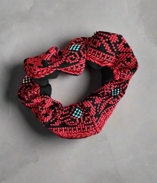 Tatreez Scrunchies - Red | Palestinian Hair Ties