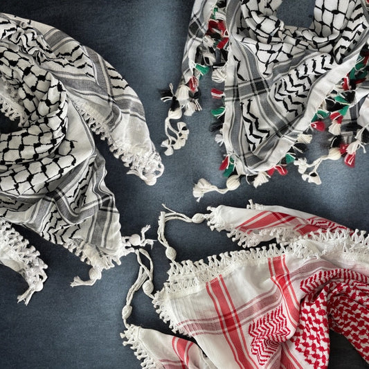 Classic Kufiyyah High Quality – Heritage Weave with Optional Hand-Fringed Detail - Made in Jordan by Palestinian Artisans