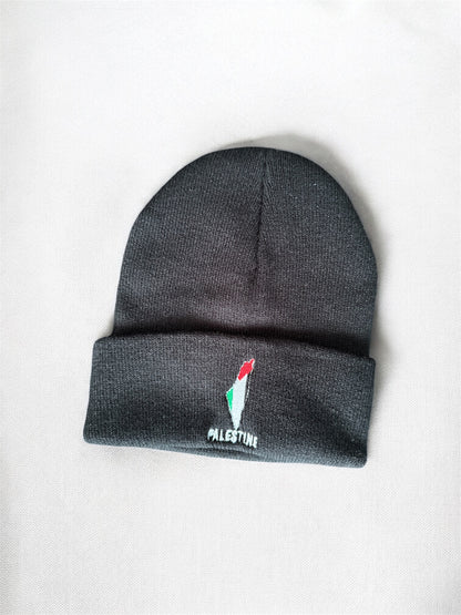PALESTINE Embroidered Beanie | Map & Flag – “PALESTINE”