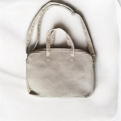 Red Tatreez Laptop Bag - Beige Base | Made by Palestinian Artisans