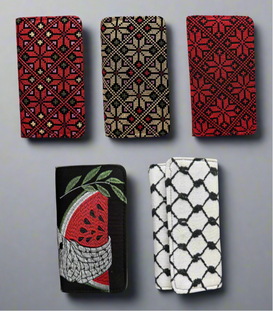 Large Palestinian Wallet – Red, Gold, Watermelon, or Kufiyya