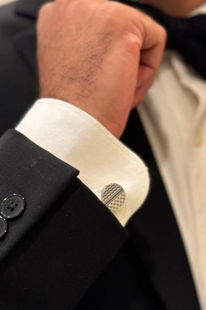 Kufiya Cufflinks | Stainless Steel Keffiyeh Pattern – Modern Heritage Design