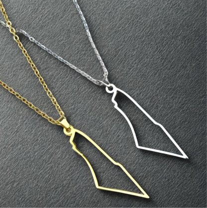 Palestine Map Necklace | Outline Design – Sterling Silver & 18k Gold Plated