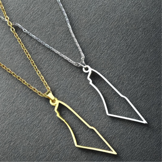 Palestine Map Necklace | Outline Design – Sterling Silver & 18k Gold Plated - Palestine Jewelry