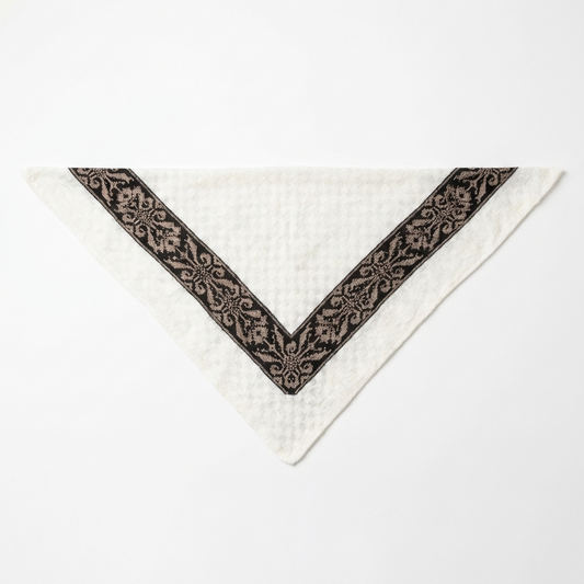 All White Kufiya Bandana - Beige Tatreez