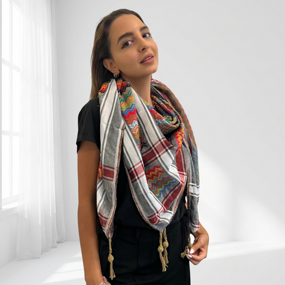 Vibrant Ash Grey Kufiya (Keffiyeh) | Made in Jordan