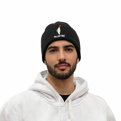 PALESTINE Embroidered Beanie | Map & Flag – “PALESTINE”
