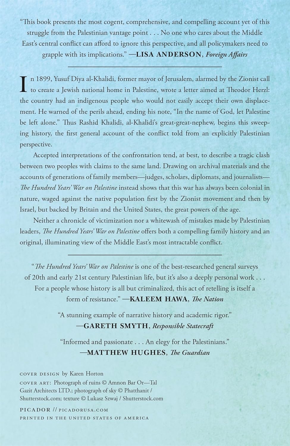 The Hundred Years' War on Palestine by Rashid Khalidi