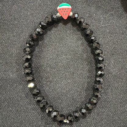 Beaded Bracelets | Watermelon & Palestine Map Charms – Black, White, Multicolor