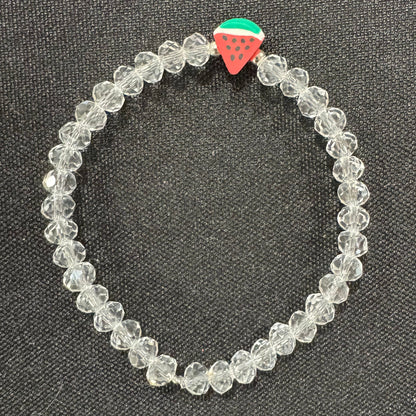 Beaded Bracelets | Watermelon & Palestine Map Charms – Black, White, Multicolor
